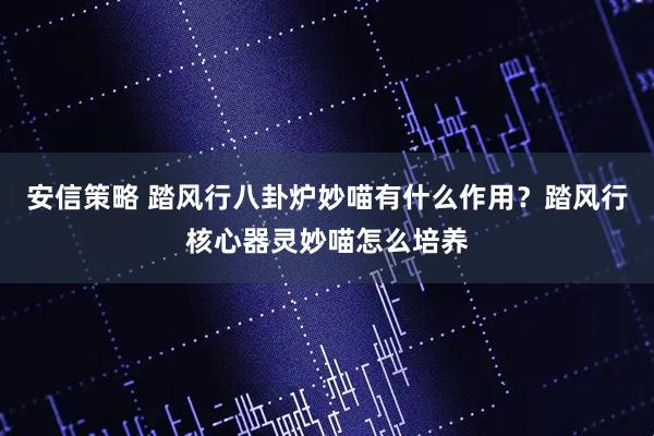 安信策略 踏风行八卦炉妙喵有什么作用？踏风行核心器灵妙喵怎么培养