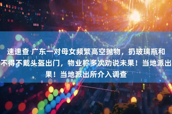 速速查 广东一对母女频繁高空抛物，扔玻璃瓶和砖头！业主不得不戴头盔出门，物业称多次劝说未果！当地派出所介入调查