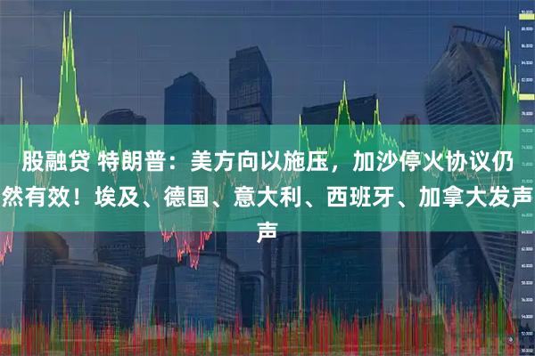 股融贷 特朗普：美方向以施压，加沙停火协议仍然有效！埃及、德国、意大利、西班牙、加拿大发声